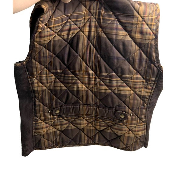 Ralph Lauren Women Puffer Hunter Vest Brown Plaid Snap Zip Front Pocket Large - Picture 6 of 7